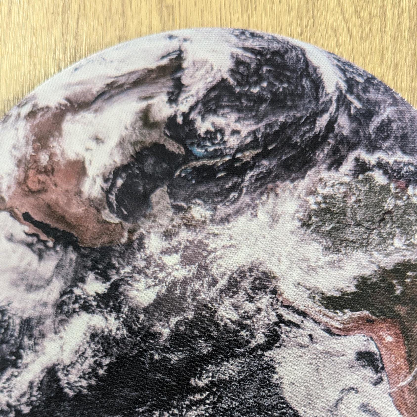 Round Earth Mouse Pad | Circular Desktop Mousemat | Space Science NASA Gift