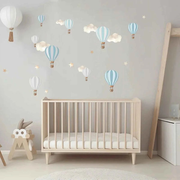 Live Vida Hot Air Balloons Wall Stickers A5 - Blue & Grey