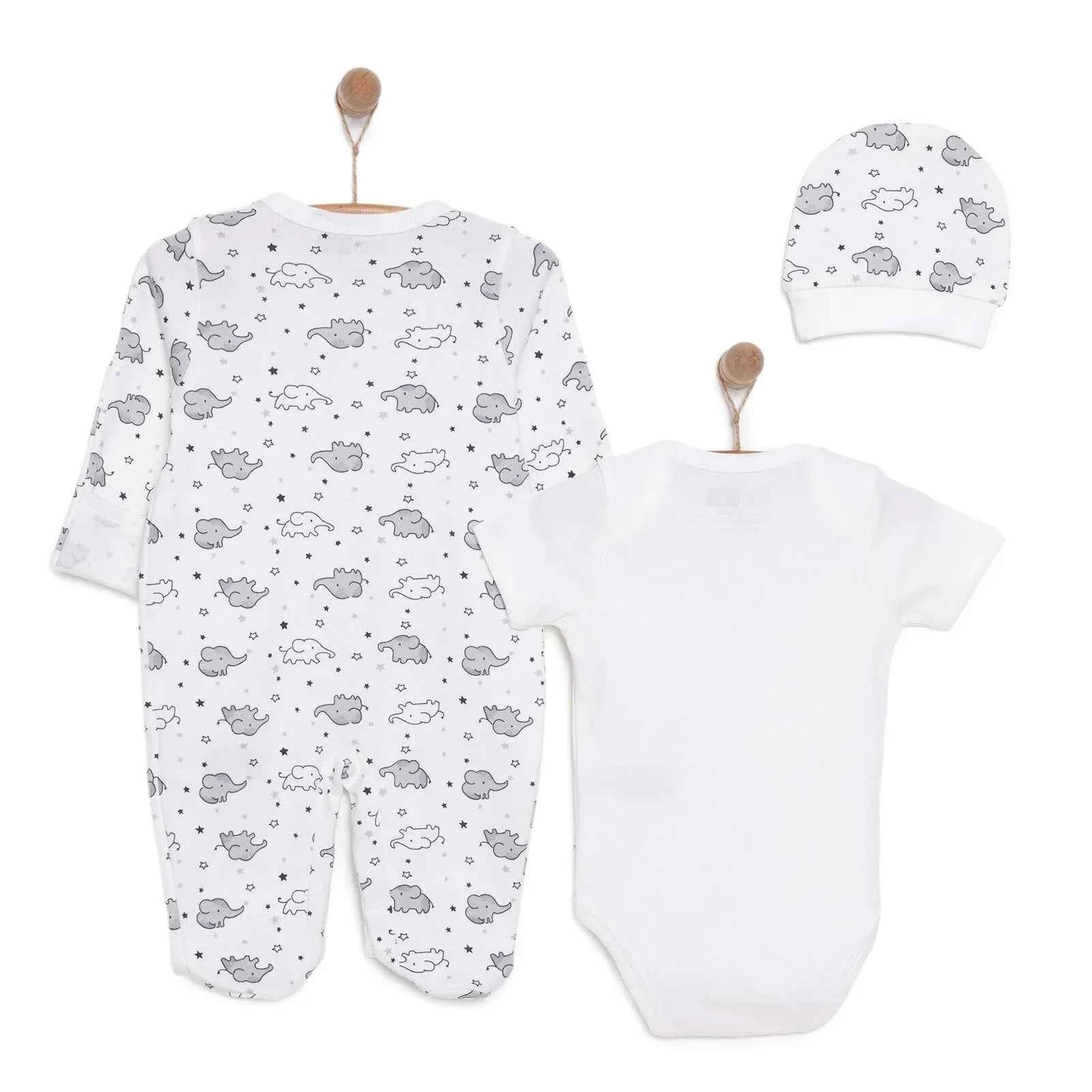 HelloBaby Newborn Baby Cute Elephant Jumpsuit - Ecru