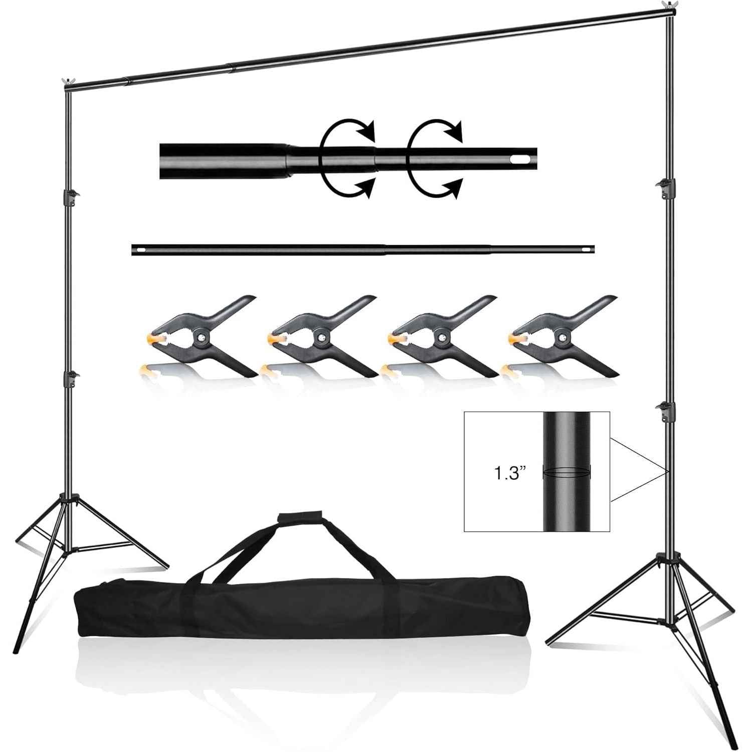 Backdrop Stand 3x3m Heavy Duty Adjustable Photography Frame Kit EMART