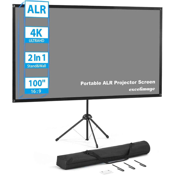 100'' ALR Projector Screen with Stand, 16:9, Portable, Easy Setup, Outdoor & Home