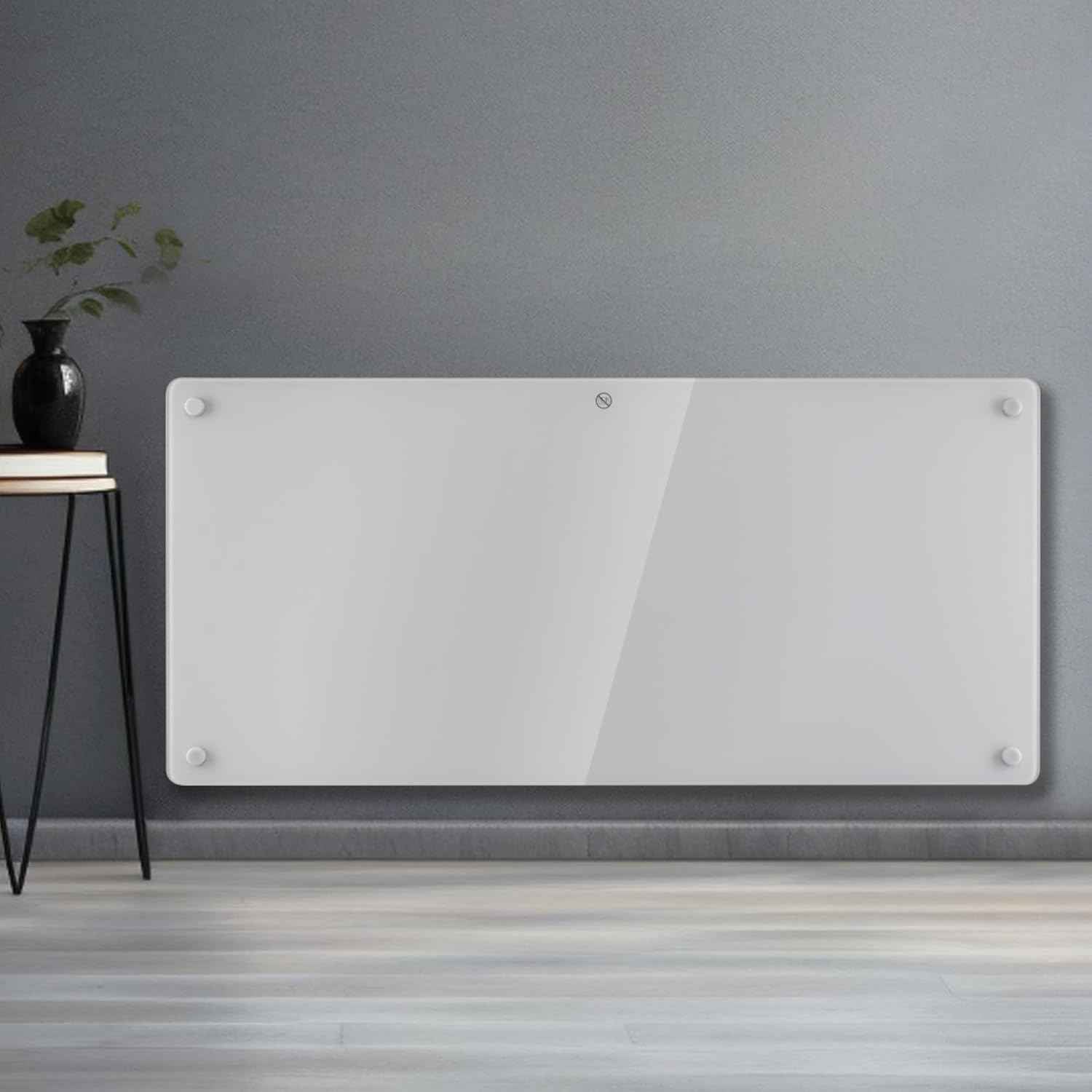 2000W White Glass Electric Radiator Heater with Thermostat Wall Mounted Futura
