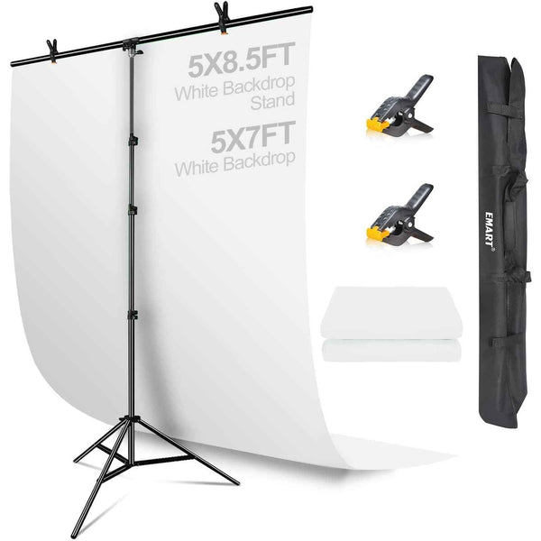White Photography Backdrop 1.5x2m with T-Stand 1.5x2.6m Studio Kit EMART