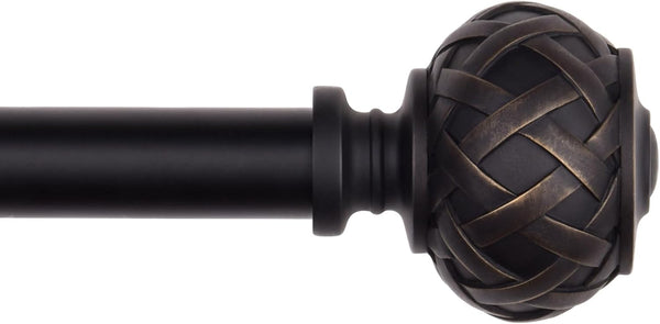 2pcs SZXIMU Curtain Pole 182-365cm (72-144''), Extendable, Netted Finials, Black