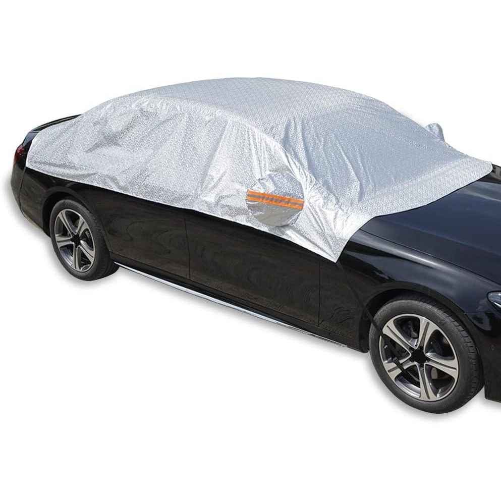 Waterproof Half Car Cover, UV & Windproof, Universal Fit for Sedan, 185''