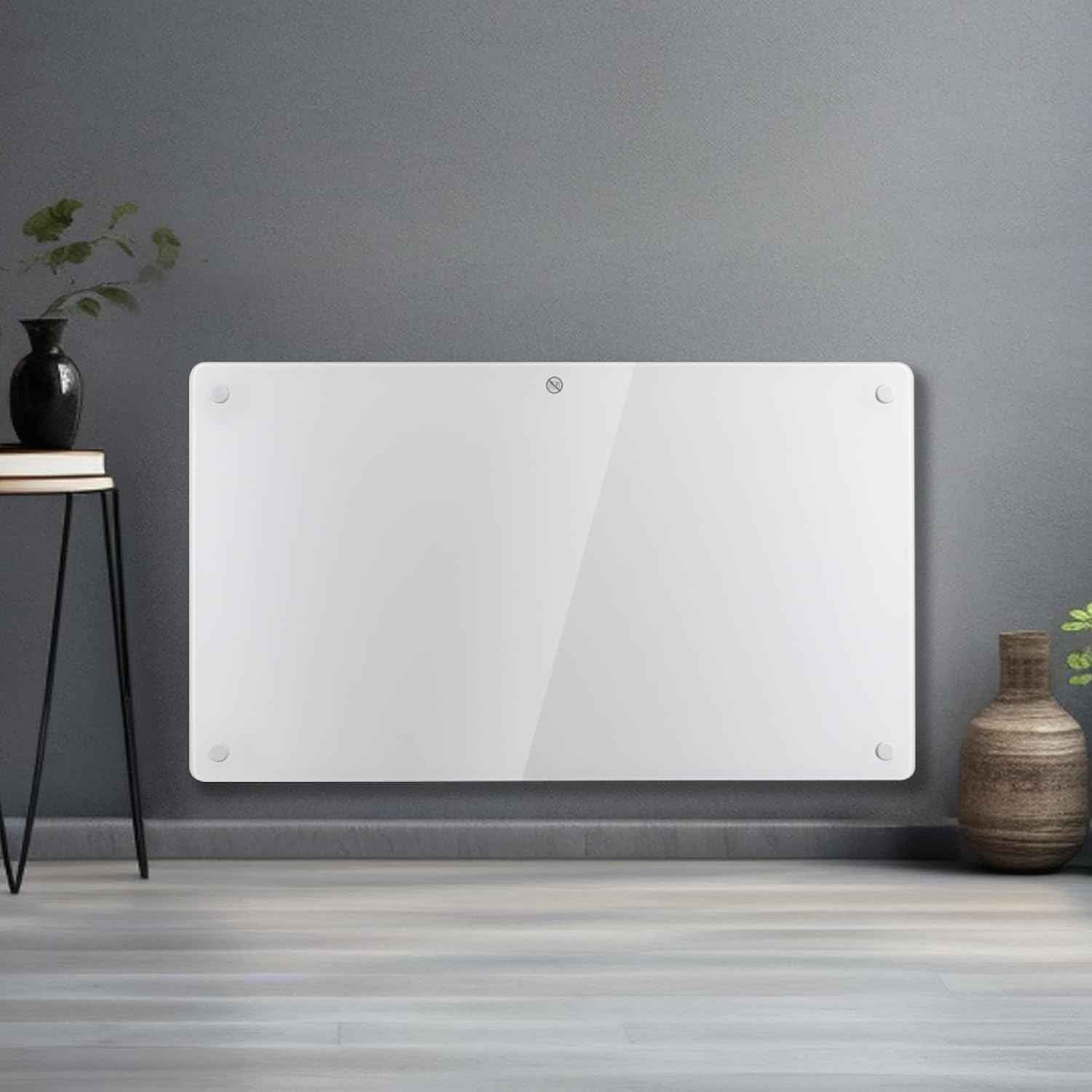 1500W White Glass Electric Radiator Heater with Thermostat Wall Mounted Futura