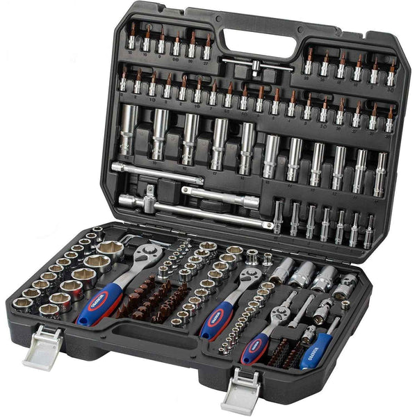 WORKPRO 172-Piece Cr-V Socket Set – 1/2", 3/8", 1/4" Drive, Ratchets & More