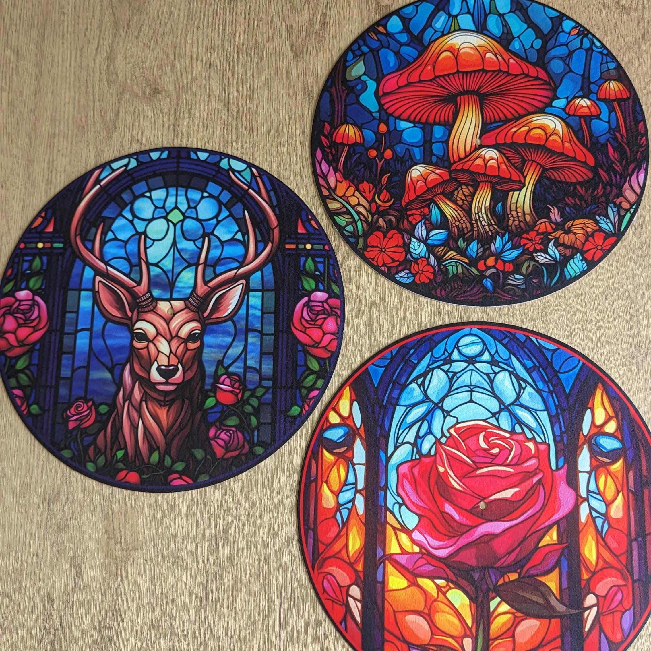 Stain Glass Octopus Slip mat - 7 & 12 inch LP Vinyl DJ Pro Turntable Slip Mat Record Player Technics 1210 DJ Turntablist