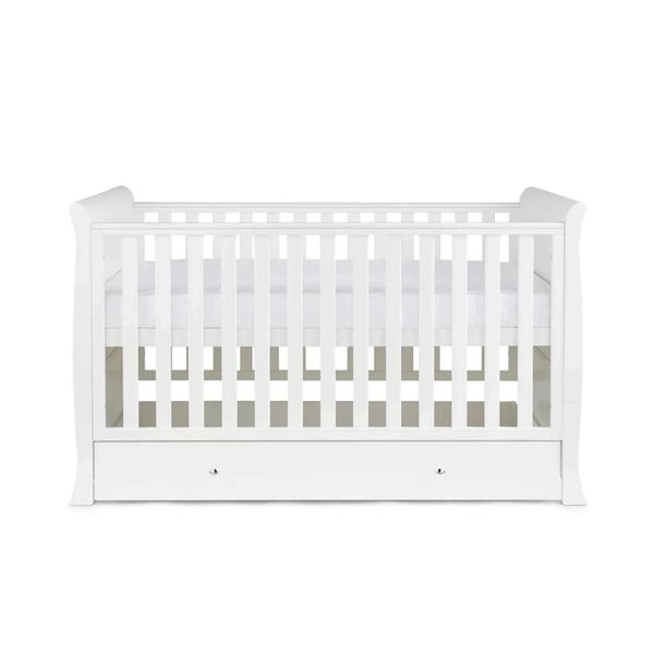 Ickle Bubba Snowdon Classic Cot Bed White - Premium Sprung Mattress