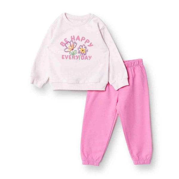 HelloBaby Motto Girl Jogging Set - Light Pink