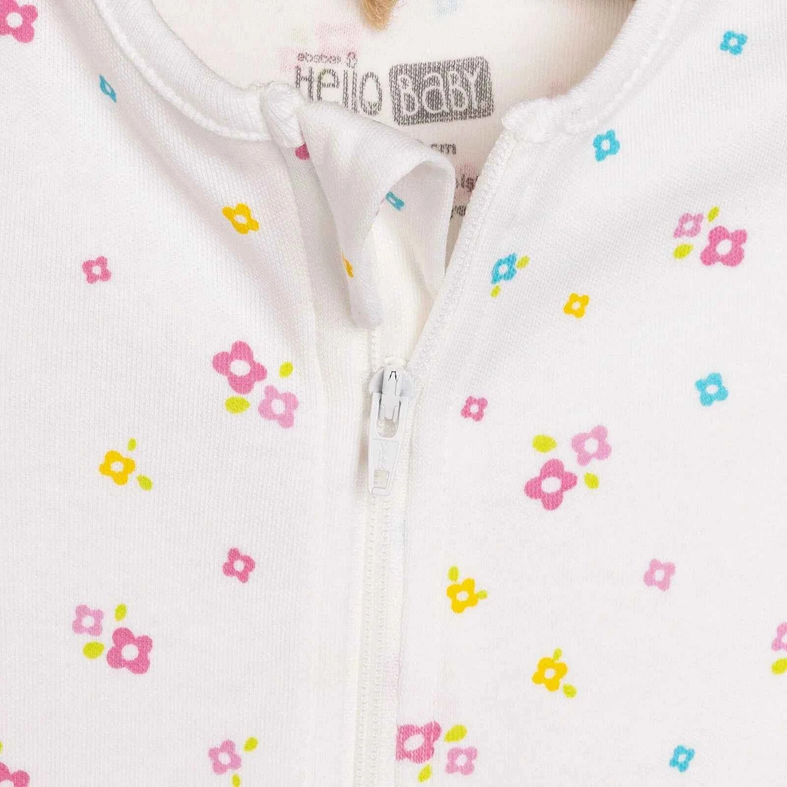 HelloBaby Newborn Girl Footed Jumpsuit - Ecru