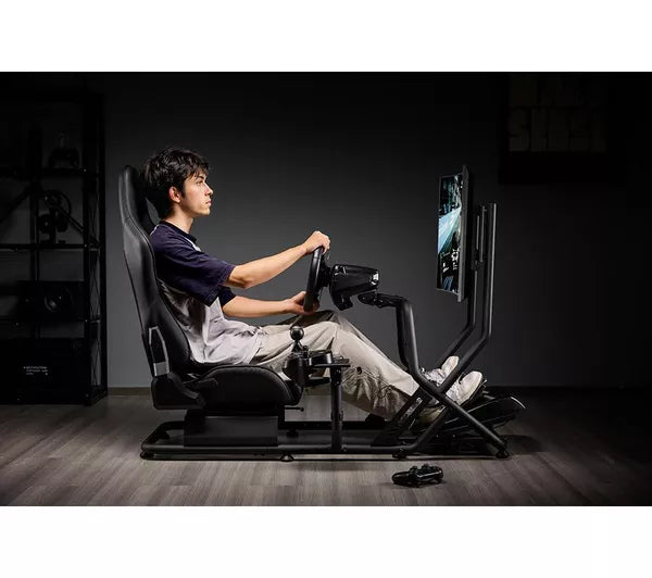 ADX Firebase RS03 Racing Simulator Cockpit Frame + Seat + Screen Mount - Black Driving Game Sim Racing Frame & Folding Seat - Wheel Pedals Xbox PS PC Console