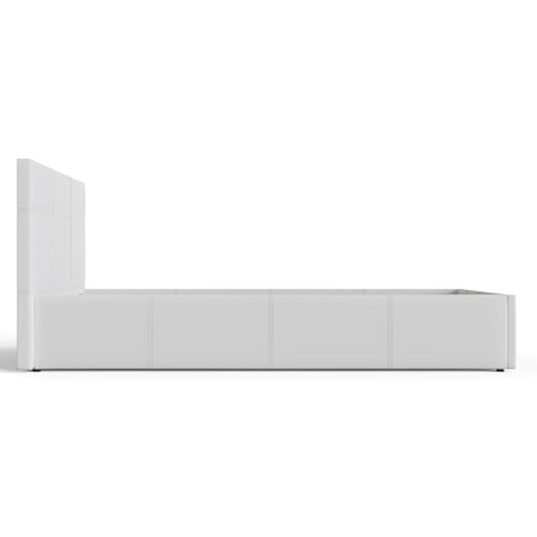 GFW Classic Leather Upholstered Ottoman Storage Bed With Gas End Lift & Under Bed Storage, Single, Faux Leather, White