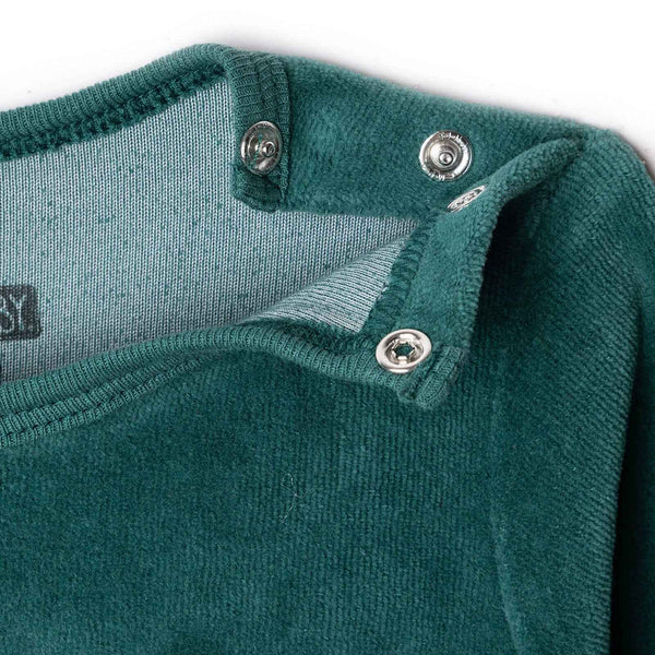 HelloBaby My First Christmas Newborn Unisex Velvet Footed Jumpsuit - Green