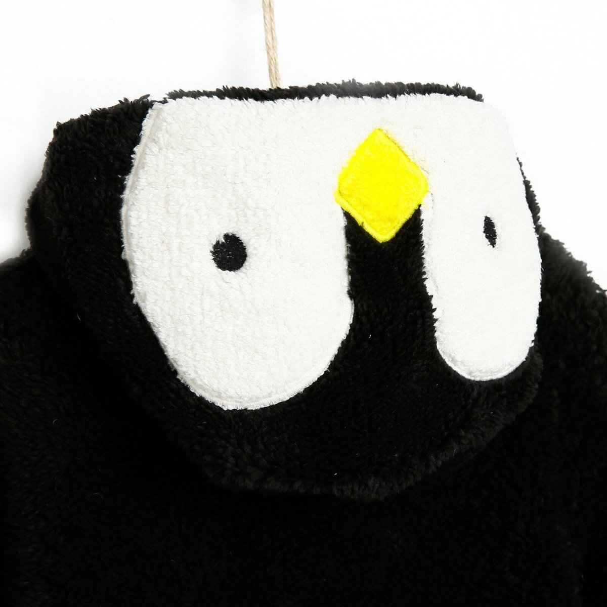 Midimod Newborn Welsoft Penguin Footed Jumpsuit - Black