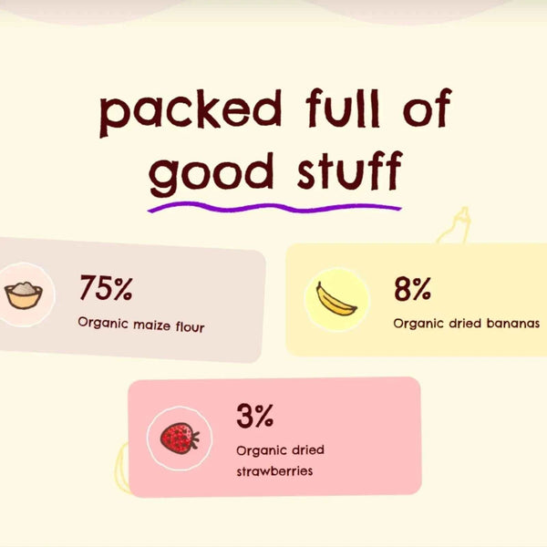 Ella's Kitchen Organic Strawberry & Banana Melty Puffs Baby Snack 6+ months 20g