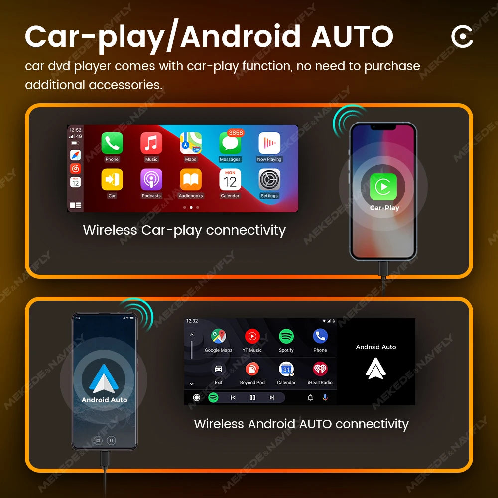 Navifly 2G+32G Universal 1 Din Android 6.86 Inch HD Touch Screen Wireless CarPlay Auto Car Radio Multimedia Video Player GPS FM
