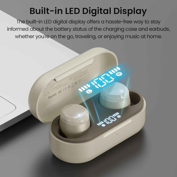 Wireless Earbuds Bluetooth 5.3 55H Playtime Noise Cancelling Mic TOZO T12