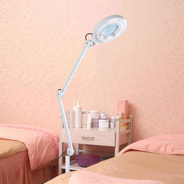 5X Magnifying Floor Lamp with Wheels – Adjustable Arm for Beauty & Tattoo