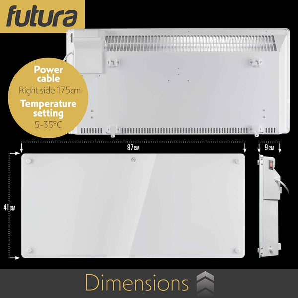 2000W White Glass WIFI Smart Electric Radiator Heater with Thermostat