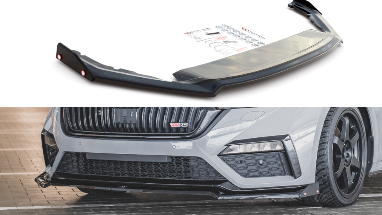 Maxton Design - FRONT SPLITTER V.2 + FLAPS SKODA OCTAVIA RS MK4