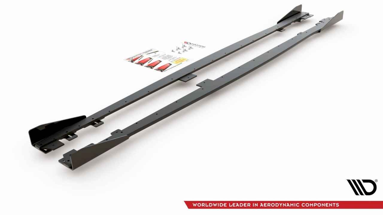 Maxton Design - STREET PRO DURABILITY SIDE SKIRTS DIFFUSERS V2 (+FLAPS) BMW 1 F20 M-PACK FACELIFT / M140I (2015-2019)