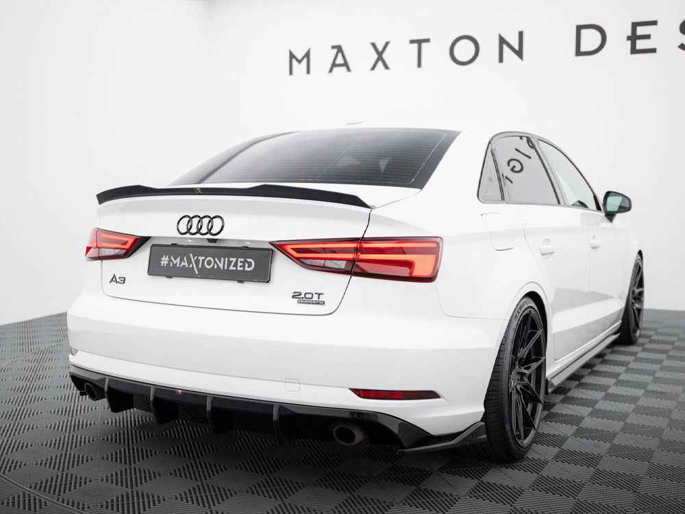 Maxton Design -  Rear Valance Audi A3 Sedan 8V Facelift (Version with single exhaust tips on both sides)