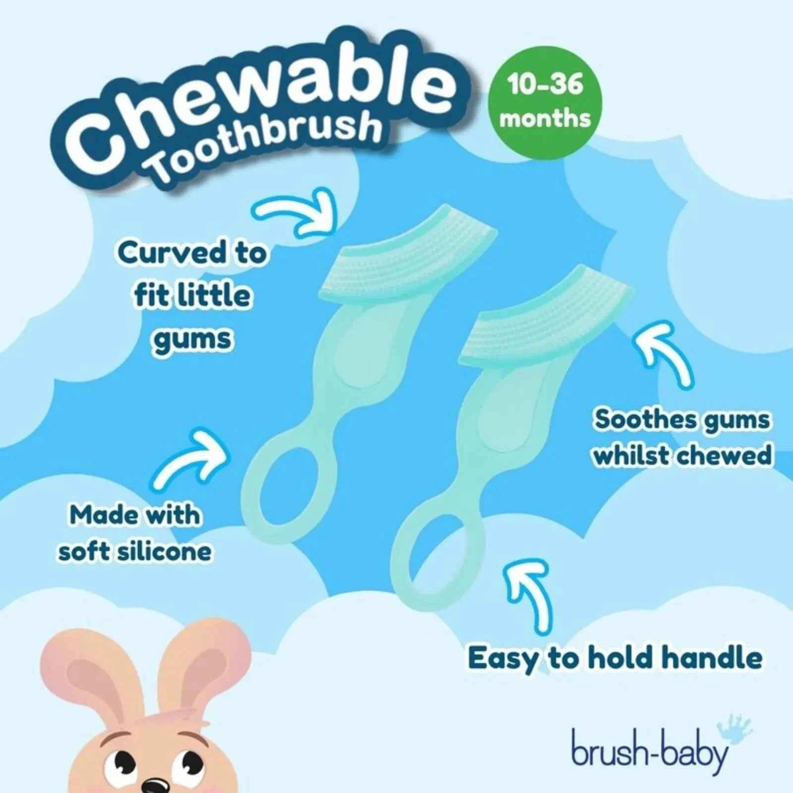 brush-baby Chewable Toothbrush Pack of 2 - Teal
