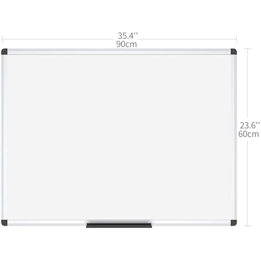 VIZ-PRO Magnetic Whiteboard Silver Aluminium Frame, W90xH60CM
