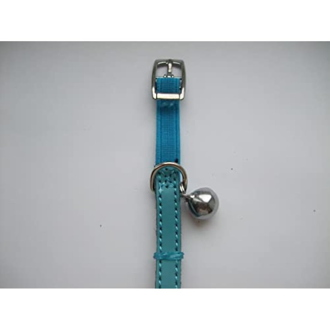 Leather cat/ kitten collar pink, blue, brown and red safety elastic (blue)