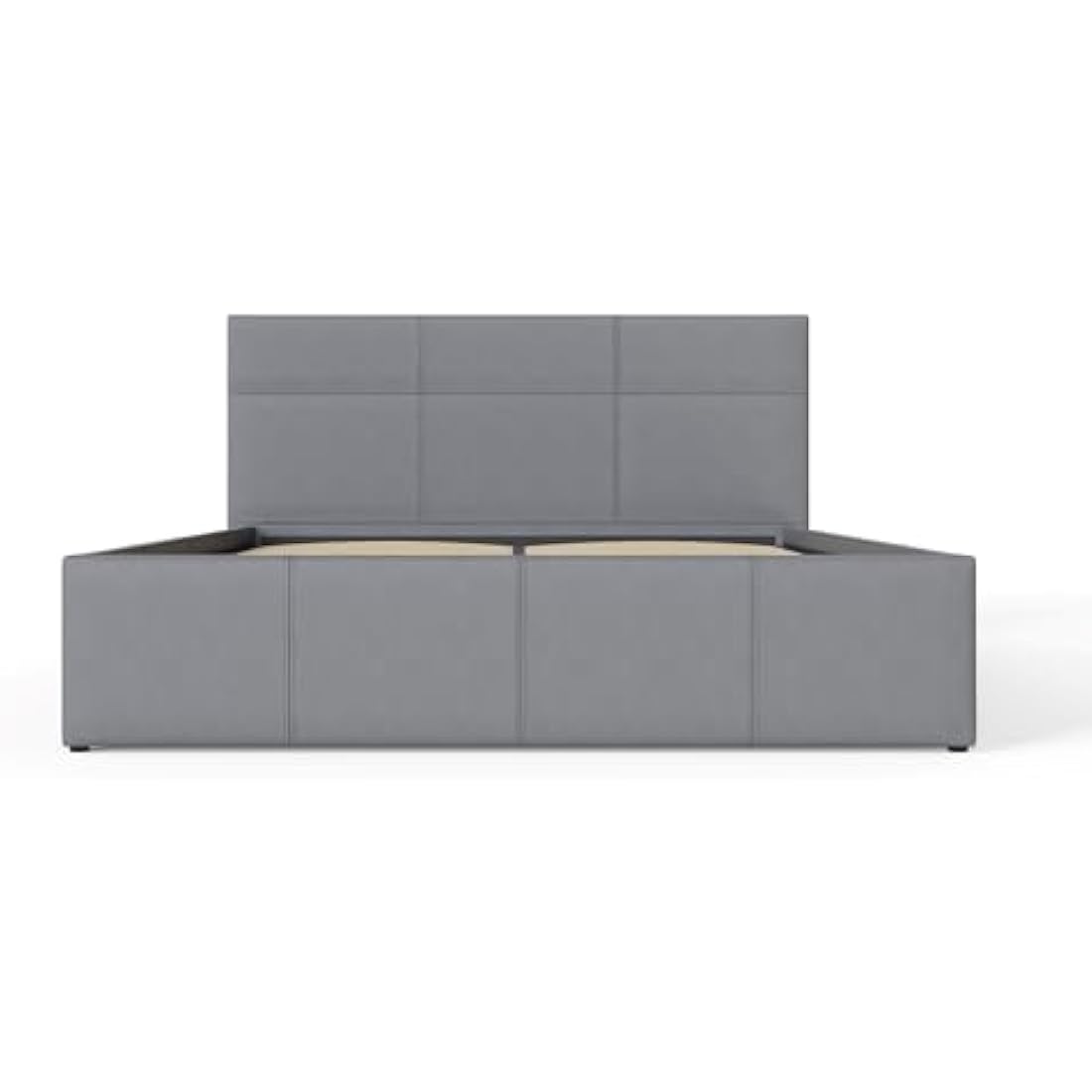 GFW Classic Leather Upholstered Ottoman Storage Bed With Gas End Lift & Under Bed Storage, Small Double, Faux Leather, Grey