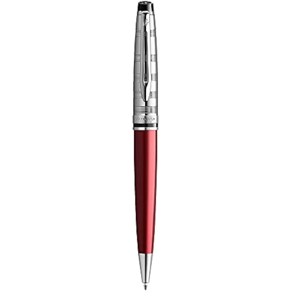 Waterman Expert Deluxe Ballpoint Pen | Dark Red with Chiselled Cap | Medium Tip | Blue Ink | Gift Box