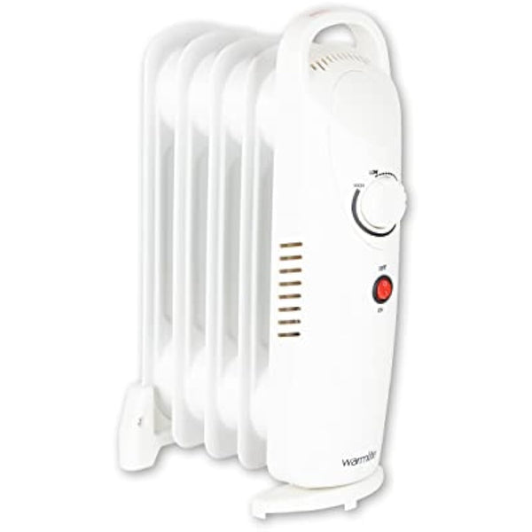 Warmlite WL43002YW 5 Fin Oil Filled Radiator with Adjustable Thermostat and Overheat Protection, 650W, White