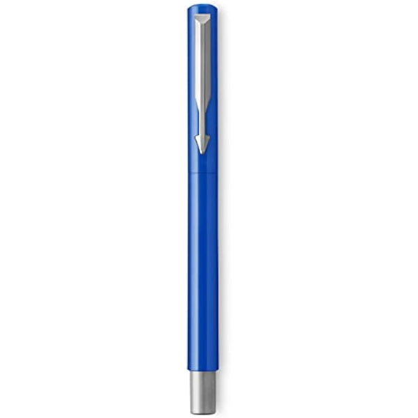 Parker Vector Fountain Pen | Blue with Chrome Trim | Medium Nib | Blue Ink | Hangtab