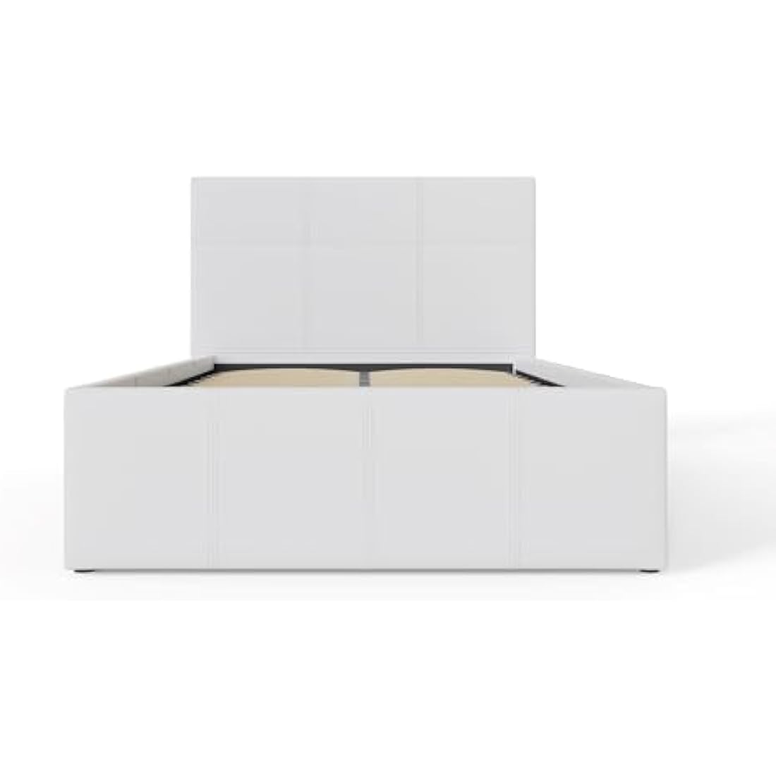 GFW Classic Leather Upholstered Ottoman Storage Bed With Gas End Lift & Under Bed Storage, Single, Faux Leather, White