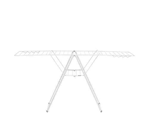 Brabantia HangOn Laundry Drying Rack (25m / Fresh White) Compact, Foldaway, Adjustable Indoor Stainless Steel Clothes Horse