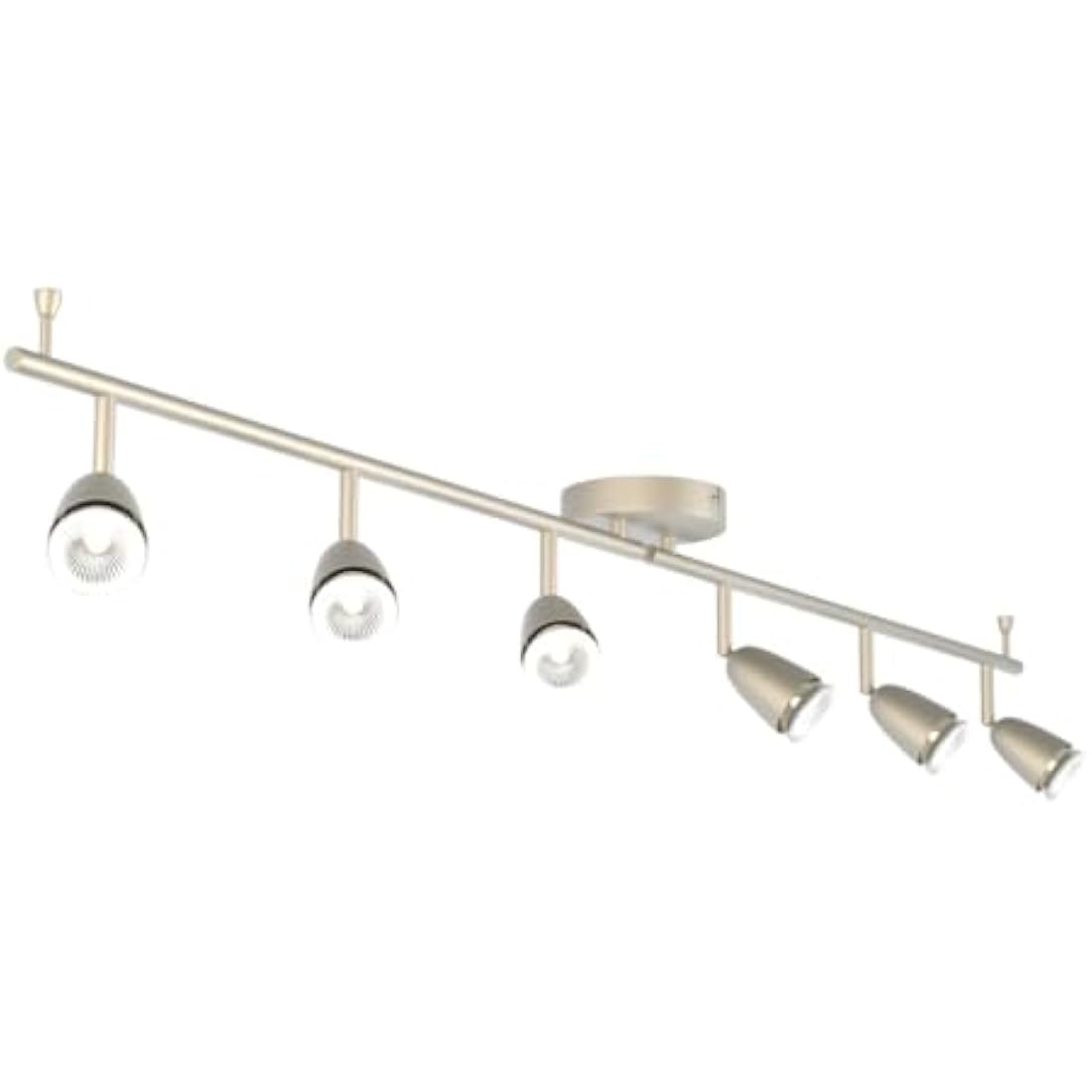 National Lighting Led Celing Lights Rotatable, 6 Way Ceiling Spolights, Satin Silver Finish, for Living Room, Kitchen, Bedroom, GU10 Led Compatible