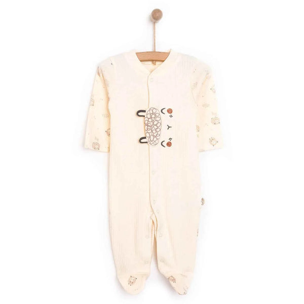 Bebetto Newborn Organic Little Lamp Footed Jumpsuit - Ecru