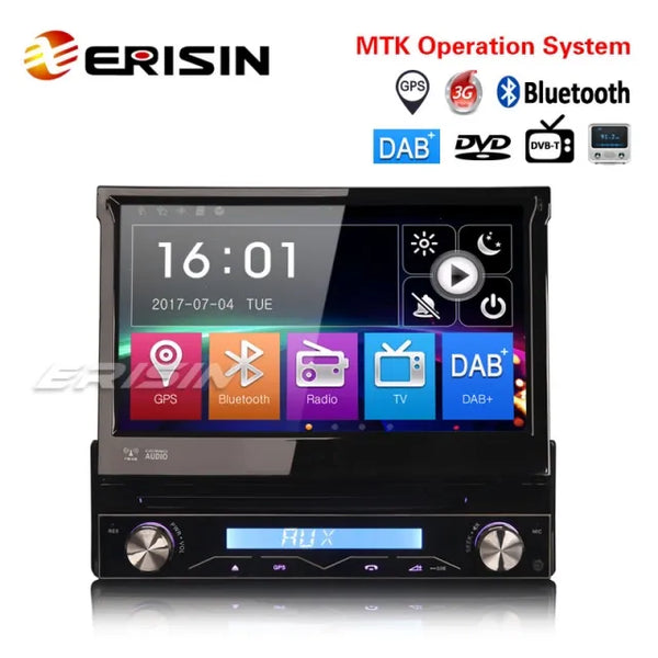 ES6588K Universal  motorized retractable Touch Screen 7" Detachable 1 Din DAB+Car Stereo DVD Radio USB SD GPS Bluetooth RDS DTV SatNav