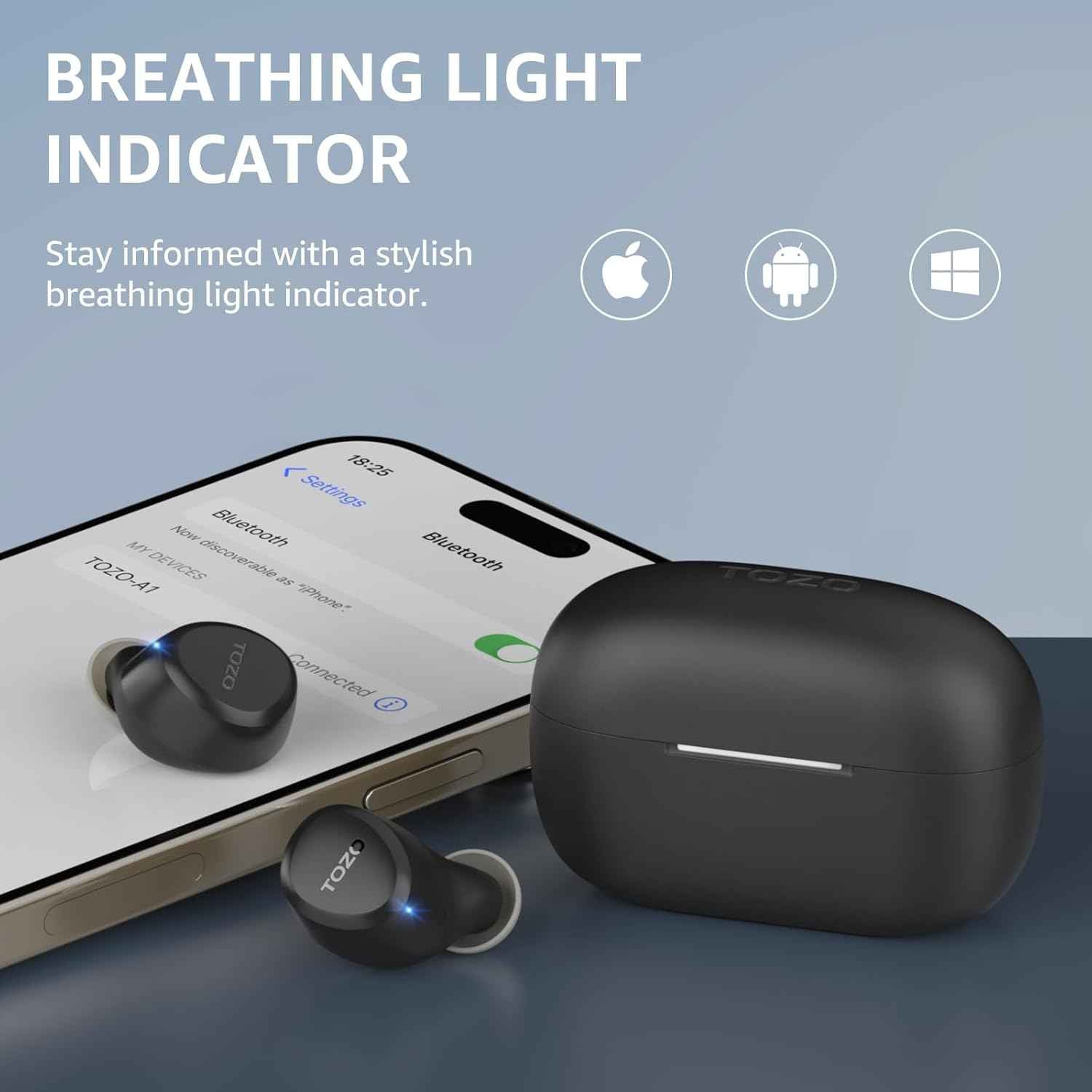 Wireless Earbuds Bluetooth 5.3 HiFi Stereo 30H Playtime IPX5 TOZO A1
