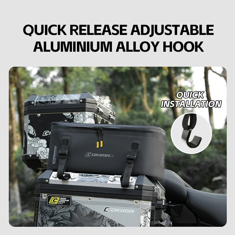 Cokima PanTop® - Moto Pannier Lid Bags - Motorcycle Waterproof Bag x2 Pannier Bags 16L Waterproof Tail Side Box Expansion Bag Motorcycle Motorbike Luggage Storage Bag Panier Adaptive