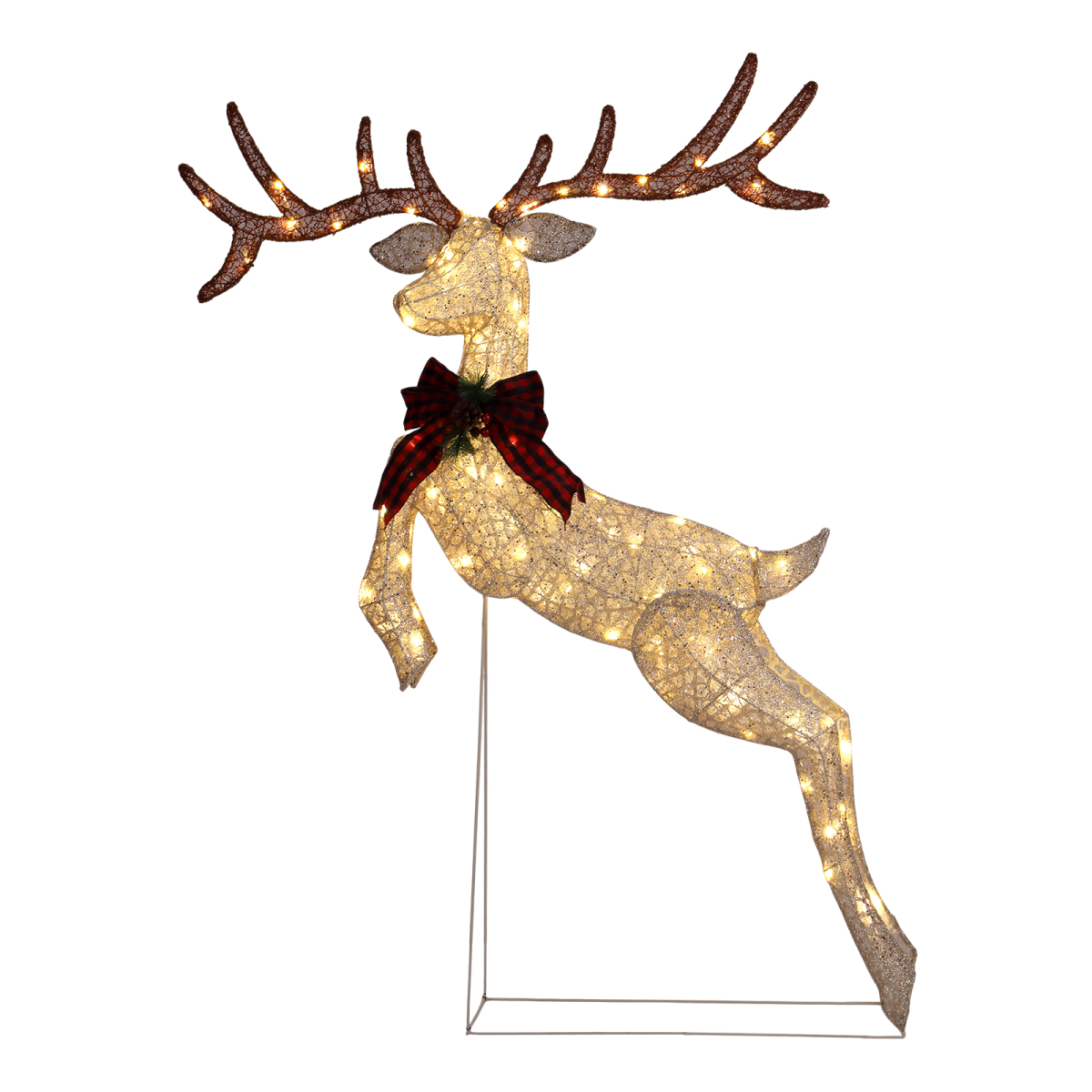 5FT Lighted Jumping Reindeer Christmas Decorations, Pre-lit Holiday Decor with 100 Warm White LED Lights for Xmas Outdoor Indoor Decor Lighted Holiday Displays