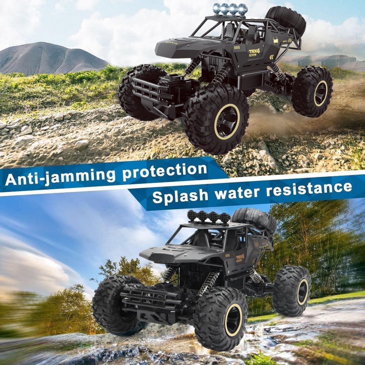 4DRC 1:12 Rock Crawler Rechargeable Off Road Truck 4WD , Metal Shell LED Headlights RC Remote Control Off Road Car Truck