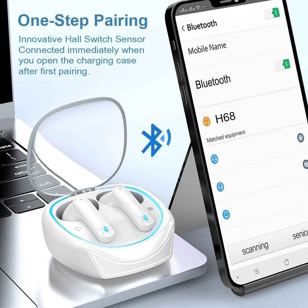 Wireless Earbuds Bluetooth 5.3 40H Playtime Noise Cancelling Mic Gaming