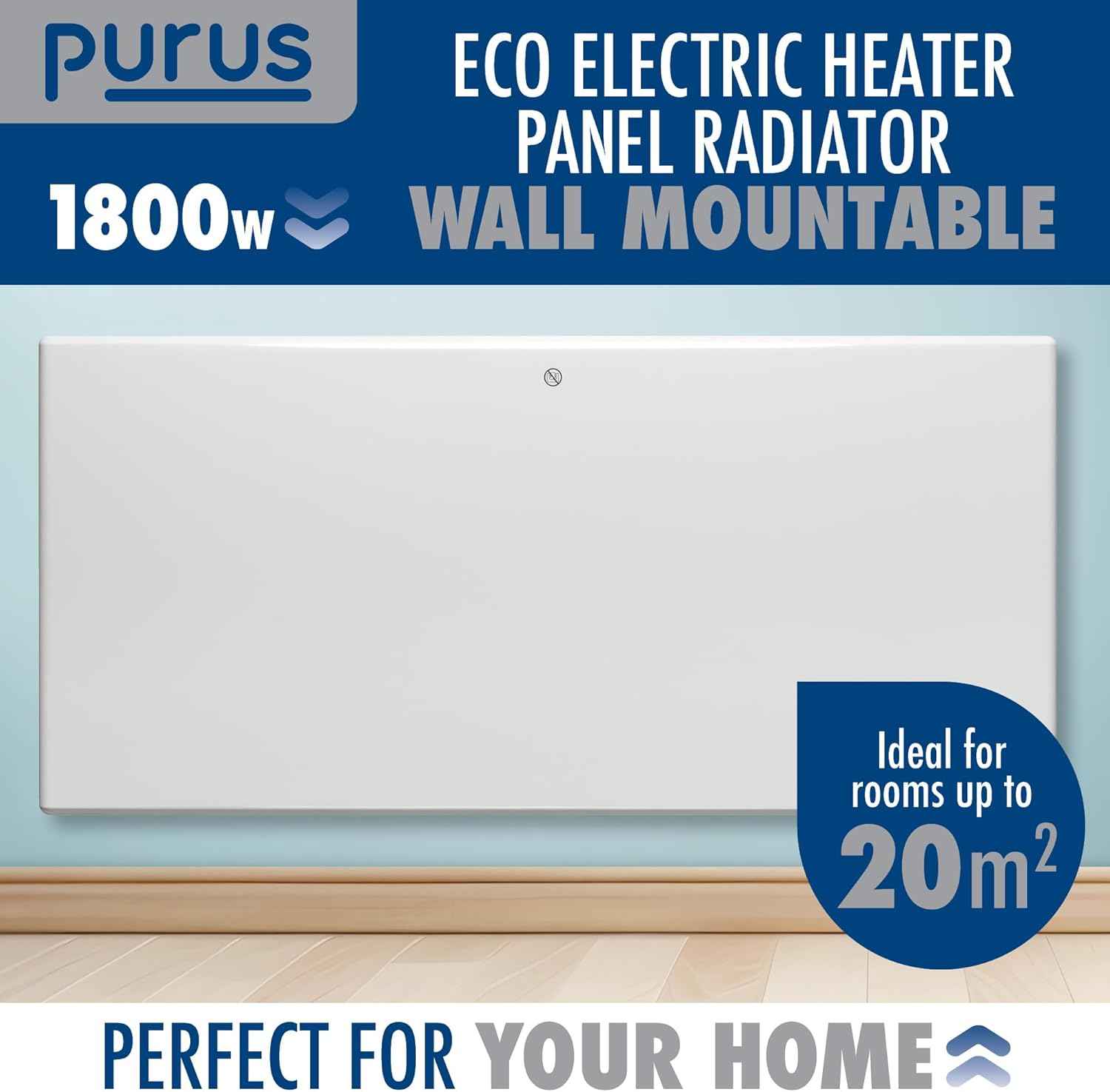 1800W White Electric Radiator Heater with Thermostat Wall Mounted