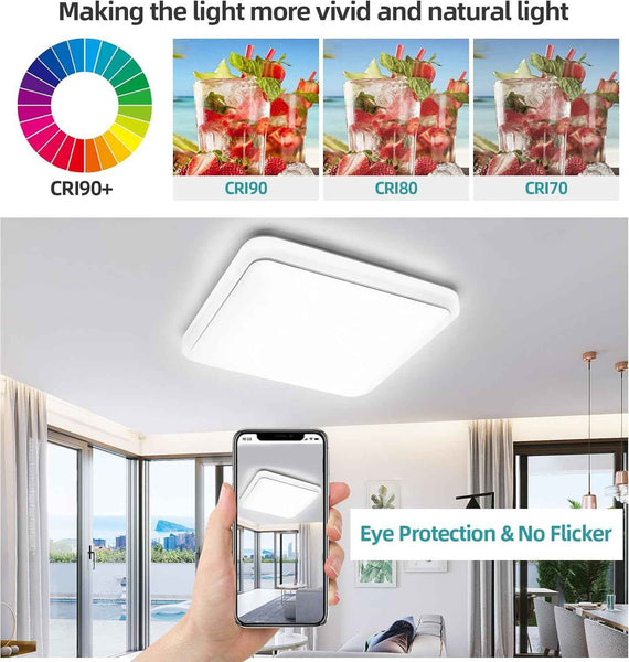 72W Modern 48cm LED Ceiling Light Square 6000K Daylight Flush Mount Lamp