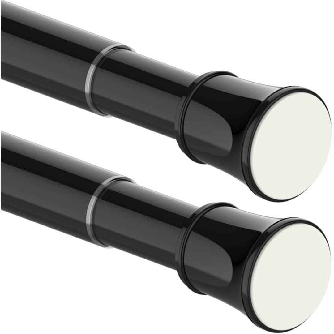 2PCS Extendable Curtain Rods Black Telescopic Spring, 70.5-120CM