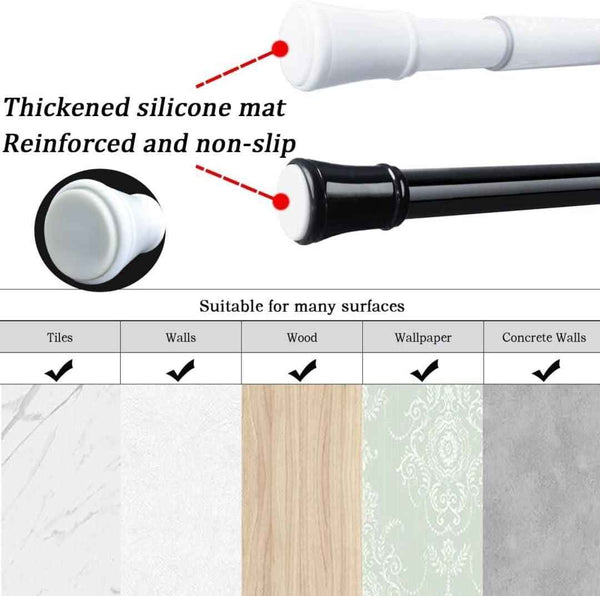 2PCS Extendable Curtain Rods Black Telescopic Spring, 70.5-120CM