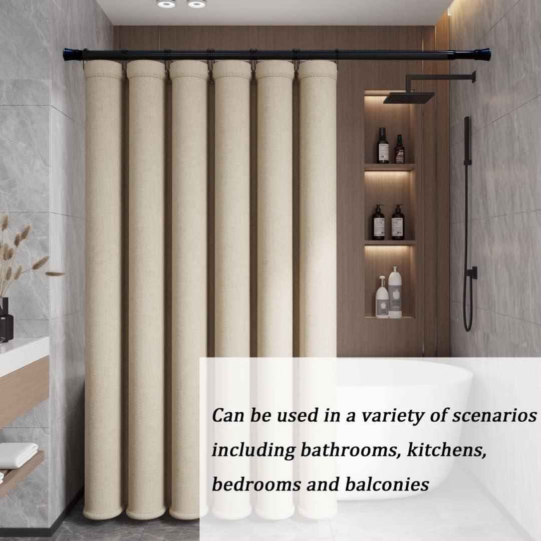 2PCS Extendable Curtain Rods Black Telescopic Spring, 70.5-120CM