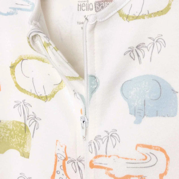 HelloBaby Newborn Boy Footed Jumpsuit - Ecru